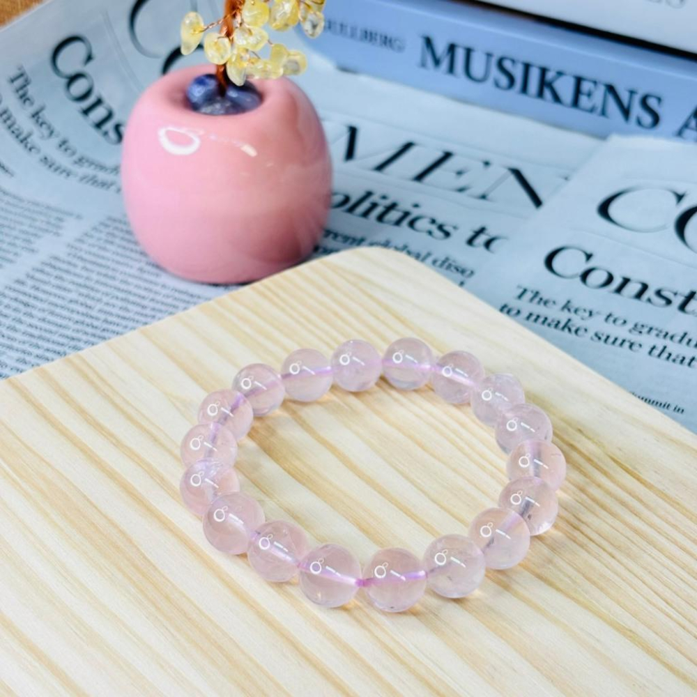 8350AP【小確幸飾品】粉水晶水晶手串 粉水晶 五行火能量 心輪療癒 天然礦石-細節圖8