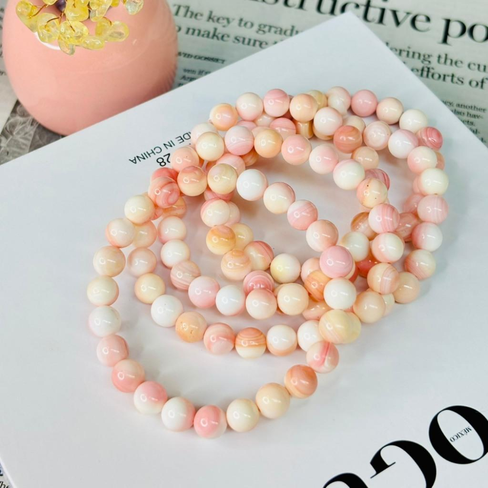 83095JU【小確幸飾品】女王貝水晶手串 五行火能量 心輪療癒 天然礦石-細節圖2