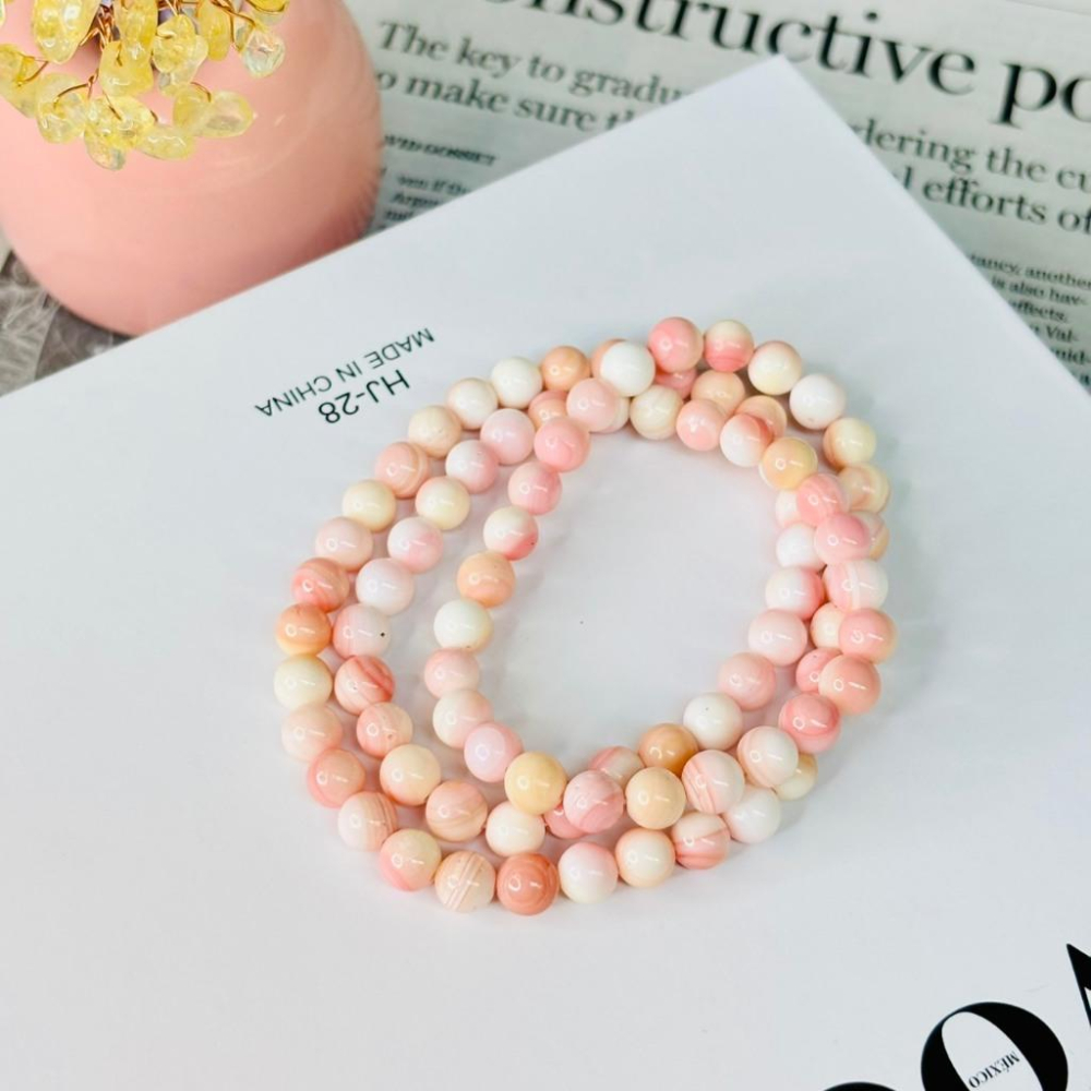 83095JU【小確幸飾品】女王貝水晶手串 五行火能量 心輪療癒 天然礦石-細節圖4