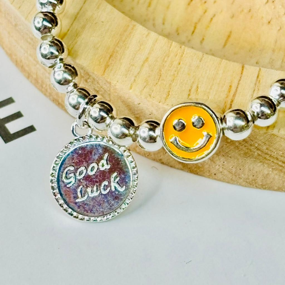 3004DE【小確幸飾品】彈力繩手環 流行 質感 氣球狗狗 笑臉 貝珠 金色 黃色 黑色 美拉德綠-細節圖4