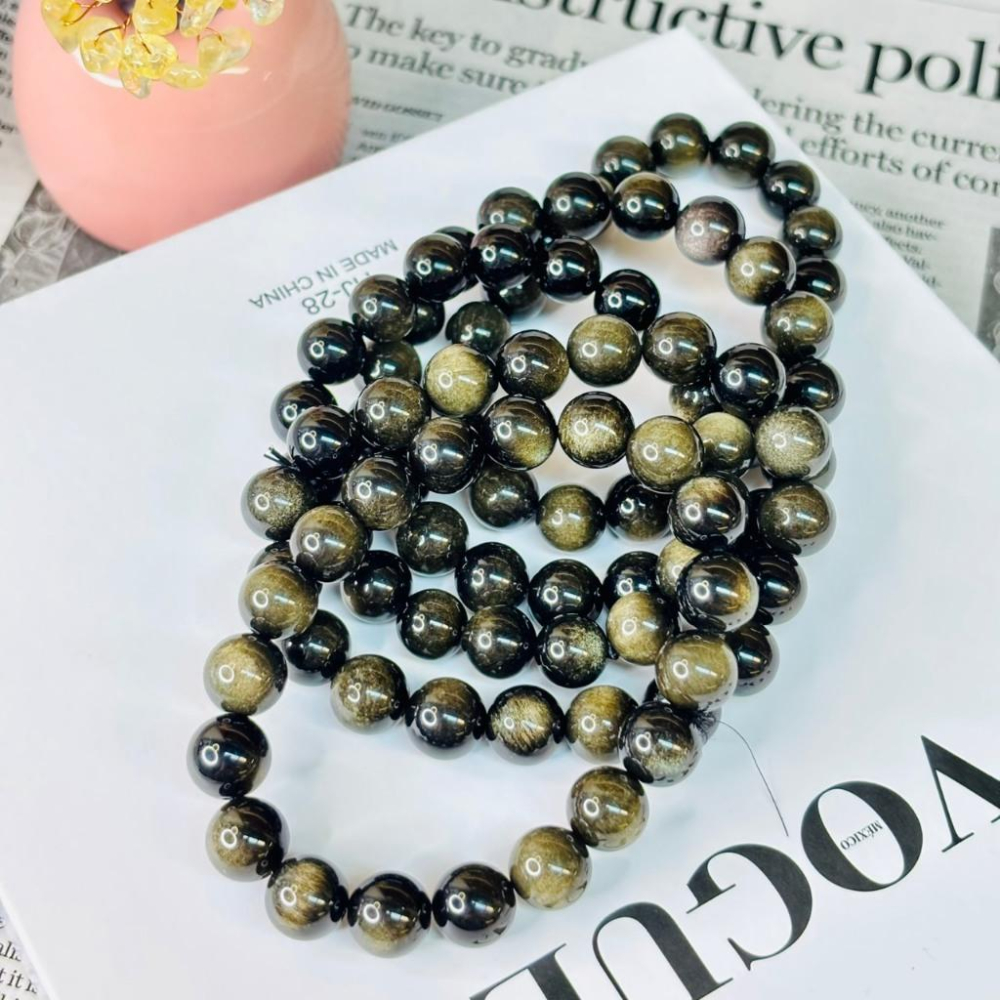 83077JU【小確幸飾品】金曜石手串 五行水能量 海底輪療癒 天然礦石-細節圖2