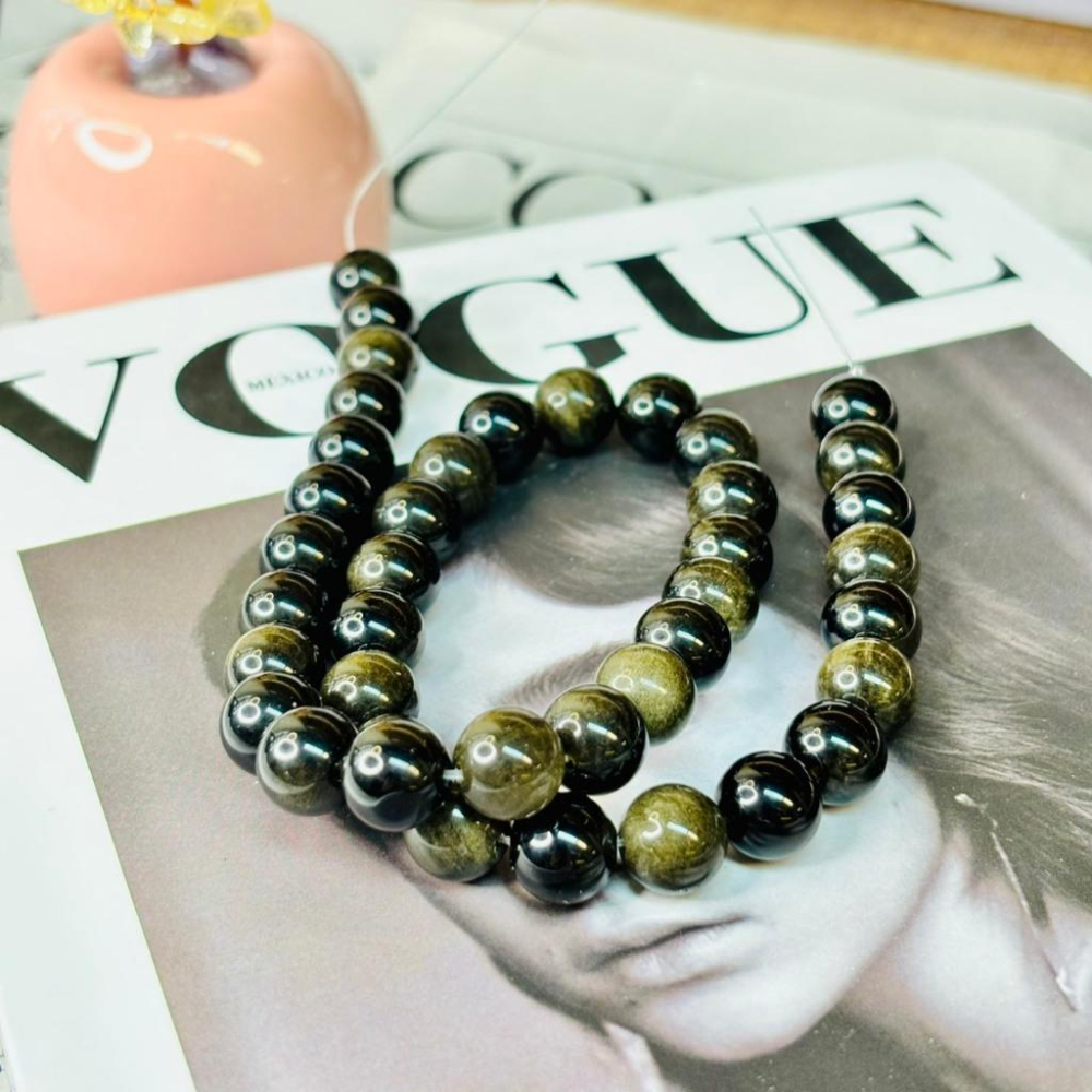 83077JU【小確幸飾品】金曜石手串 五行水能量 海底輪療癒 天然礦石-細節圖4