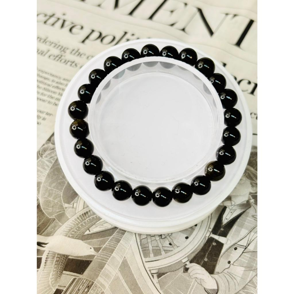 83077JU【小確幸飾品】金曜石手串 五行水能量 海底輪療癒 天然礦石-細節圖5