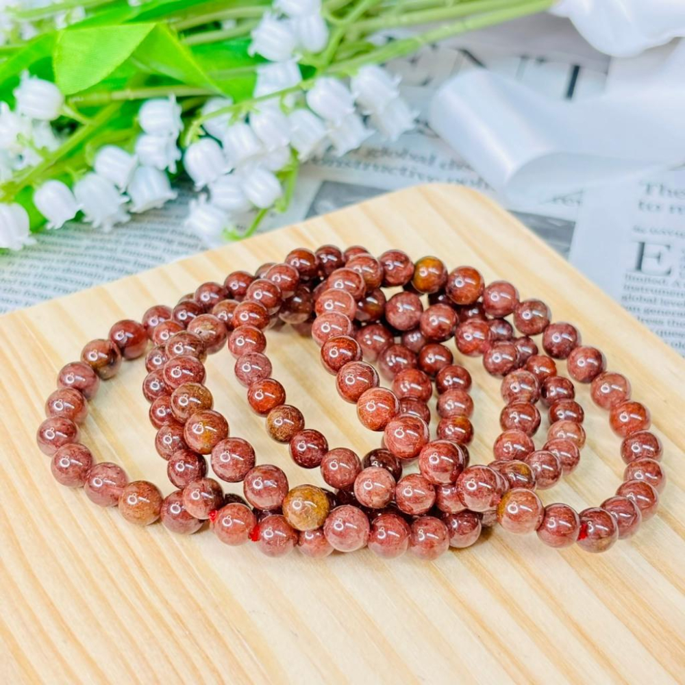 8338MY【小確幸飾品】紅銅髮晶水晶手串 五行火能量 海底輪療癒 天然礦石-細節圖2