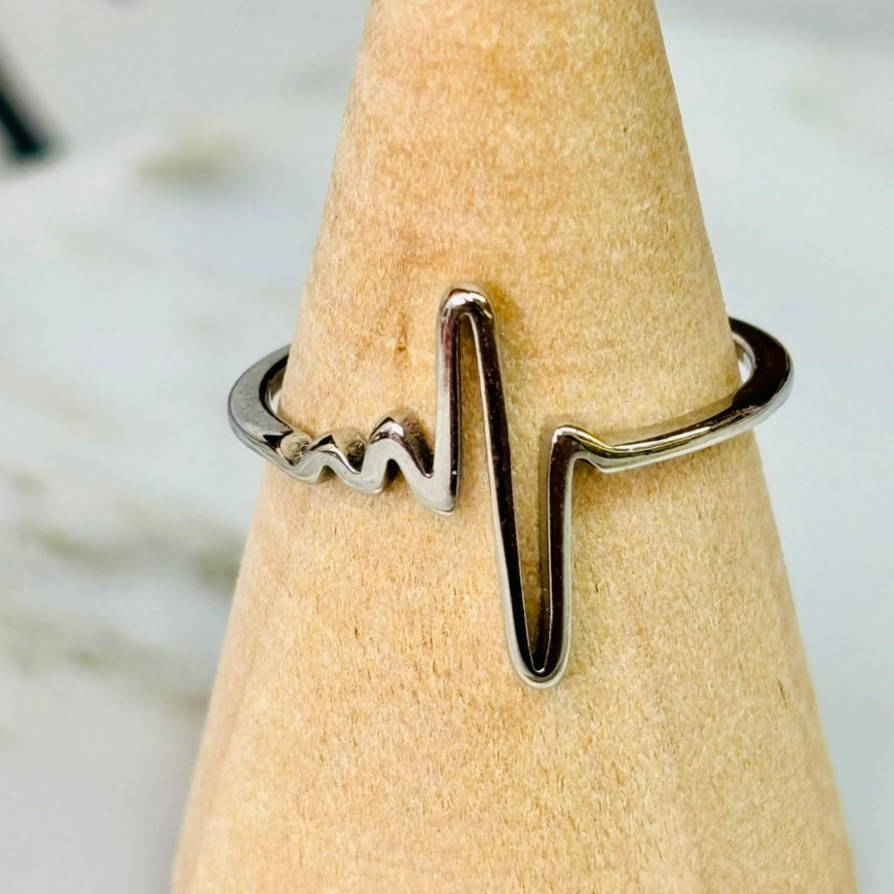 4088MA【小確幸飾品】鈦鋼戒指 抗過敏 不褪色 防水 耐磨 固定戒圍 質感 心跳 愛心 雙心 三心 半圈 正反 鏤空-細節圖2