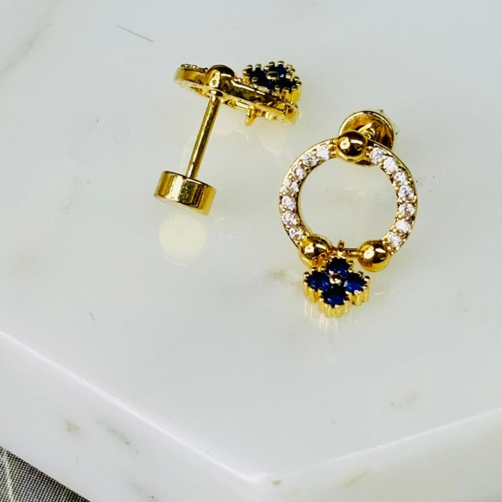 【小確幸飾品】醫療鋼鎖珠造型耳釘 貼耳 輕奢 日韓 百搭 白鋯圓圈 金 銀 馬蹄 幸運草 粉鋯 經典圓包 藍鋯水滴-細節圖3