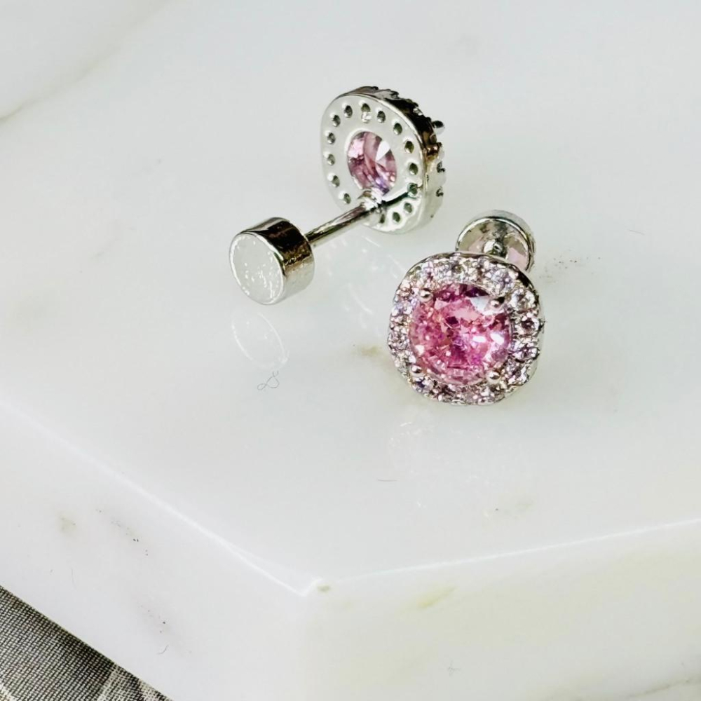 【小確幸飾品】醫療鋼鎖珠造型耳釘 貼耳 輕奢 日韓 百搭 白鋯圓圈 金 銀 馬蹄 幸運草 粉鋯 經典圓包 藍鋯水滴-細節圖5