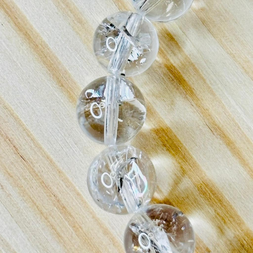 8359MY【小確幸飾品】白水晶白阿賽手串 五行金能量 頂輪療癒 天然礦石-細節圖5