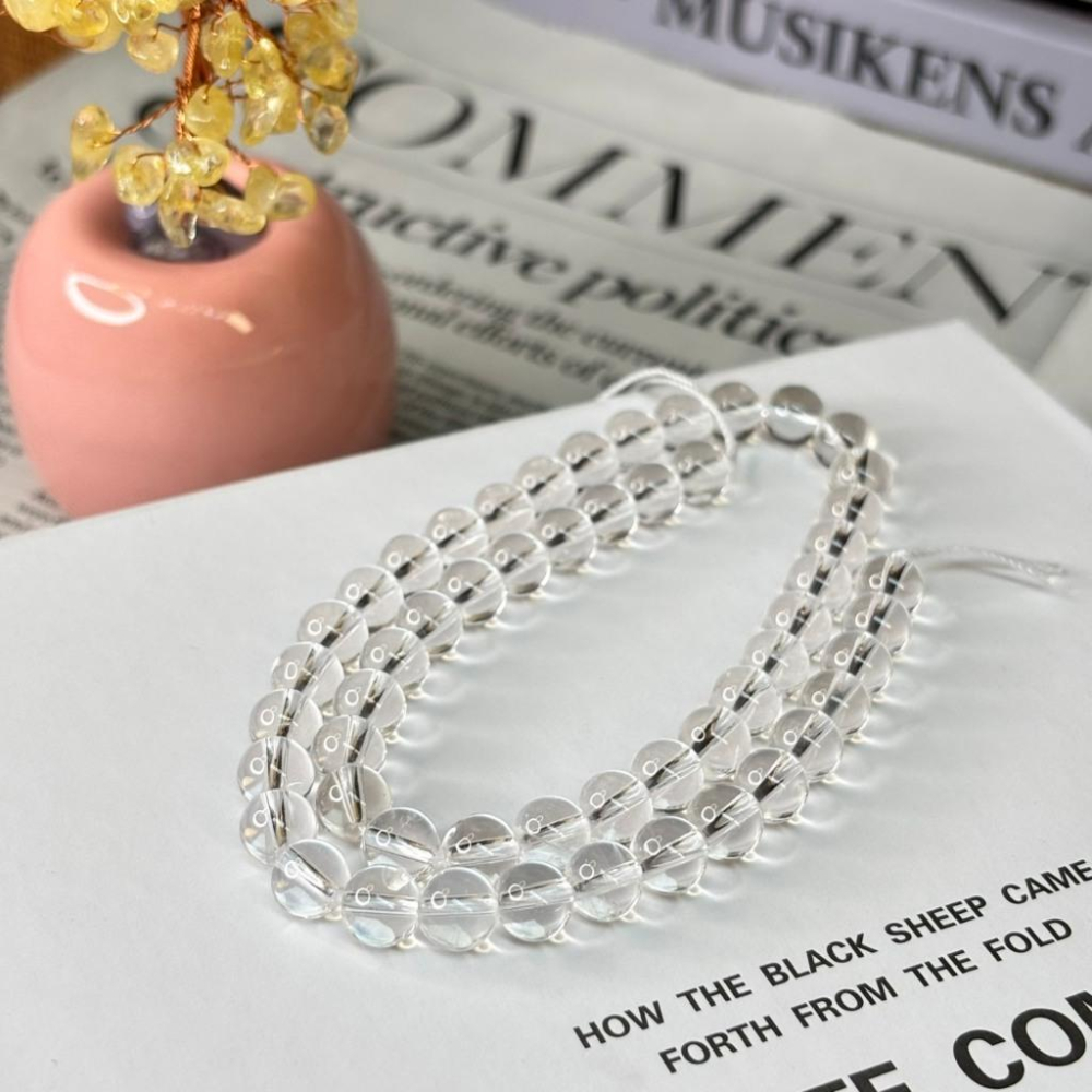 8359MY【小確幸飾品】白水晶白阿賽手串 五行金能量 頂輪療癒 天然礦石-細節圖6