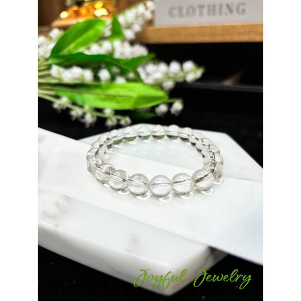 8359MY【小確幸飾品】白水晶白阿賽手串 五行金能量 頂輪療癒 天然礦石-細節圖8