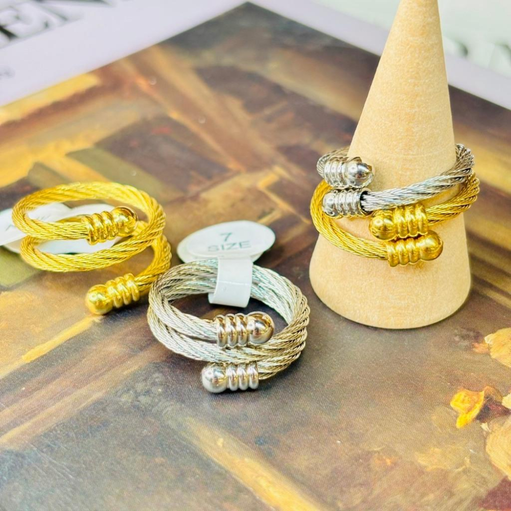 4049MA【小確幸飾品】鈦鋼戒指 抗過敏 不褪色 防水 耐磨 固定戒圍 個性 質感 時尚 百搭 纜線 單圈 雙圈-細節圖2