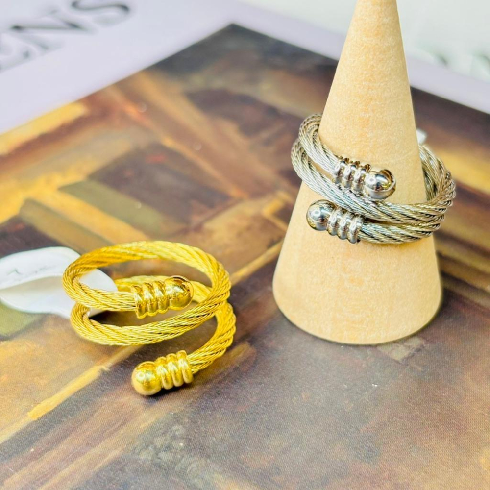 4049MA【小確幸飾品】鈦鋼戒指 抗過敏 不褪色 防水 耐磨 固定戒圍 個性 質感 時尚 百搭 纜線 單圈 雙圈-細節圖3