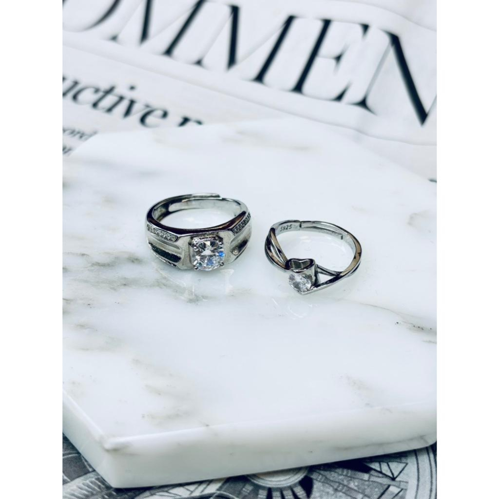 【小確幸飾品】莫桑鑽S925銀情侶對戒-細節圖2