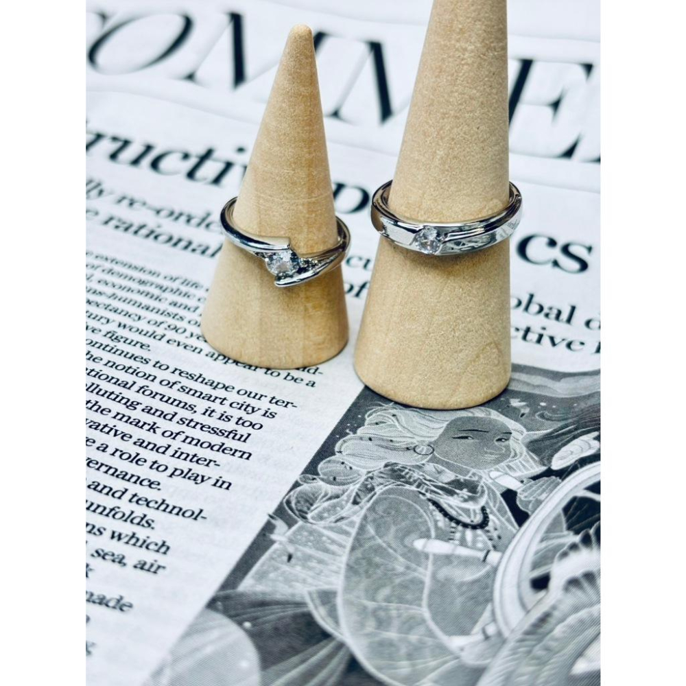 【小確幸飾品】莫桑鑽S925銀情侶對戒-細節圖4