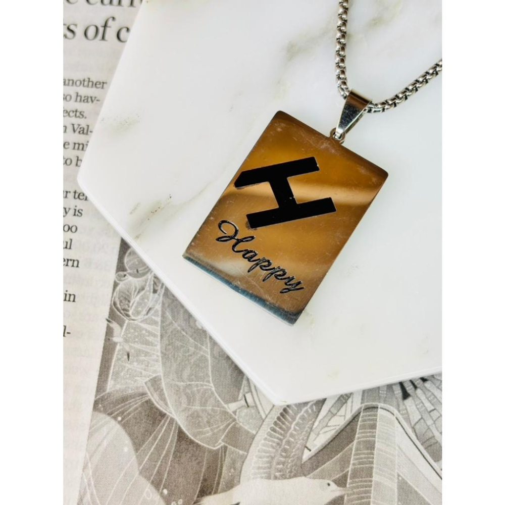 2016MA【小確幸飾品】造型吊墜鈦鋼項鍊 天使之翼 黑釉十字架 黑鋯石 纏繞黑鋯石 字母H 可樂 軍牌-細節圖5