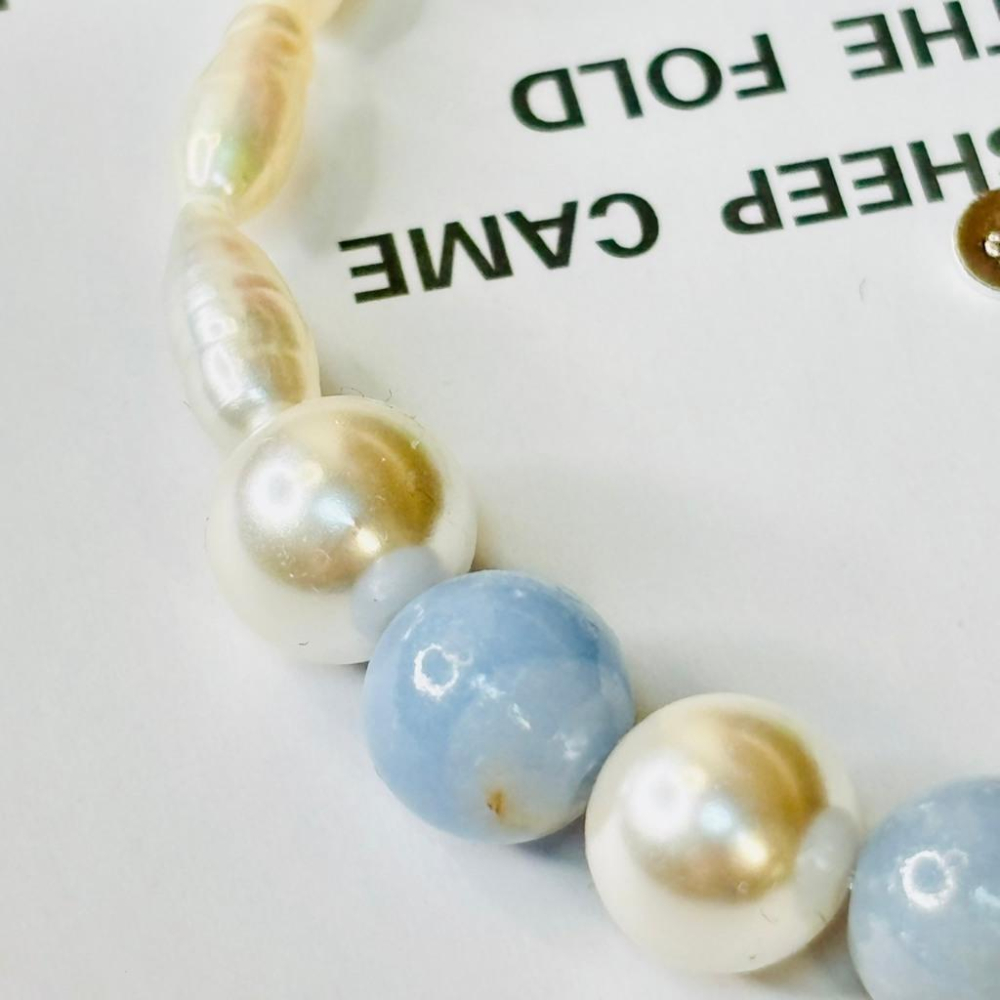 7301AP【小確幸飾品】純白守護 設計款手鍊 珍珠 天使石 優雅 質感 細膩工藝 輕盈魅力-細節圖2