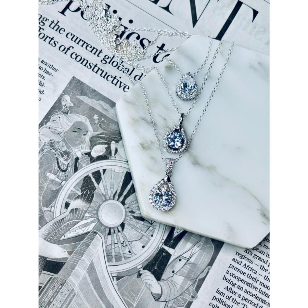 【小確幸飾品】莫桑鑽S925銀項鍊 蝴蝶結 天鵝 梵家 簍空 愛心 芒星 櫻花 綠鑽 藍鑽 粉鑽 彩鑽-細節圖6