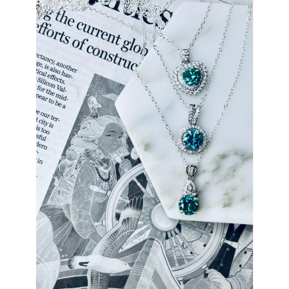 【小確幸飾品】莫桑鑽S925銀項鍊 蝴蝶結 天鵝 梵家 簍空 愛心 芒星 櫻花 綠鑽 藍鑽 粉鑽 彩鑽-細節圖8