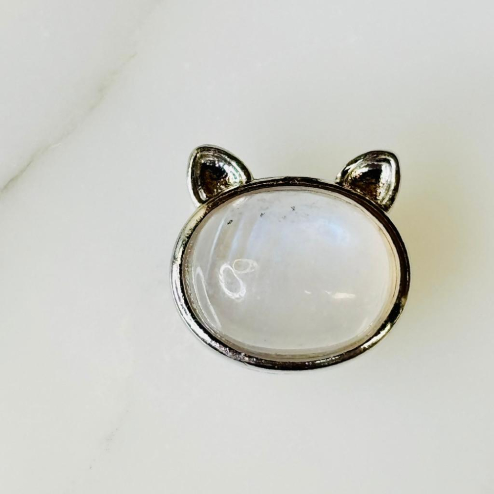 8505FE【小確幸飾品】天然水晶貓耳魔盒 DIY 配件 貓耳 藍月光 海藍寶 藍晶石 金運石 紫水晶 粉水晶-細節圖2