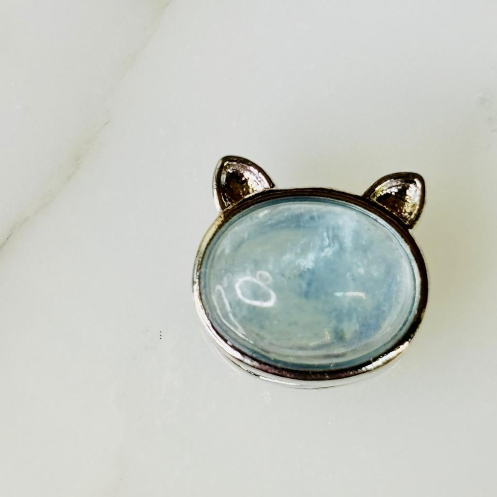 8505FE【小確幸飾品】天然水晶貓耳魔盒 DIY 配件 貓耳 藍月光 海藍寶 藍晶石 金運石 紫水晶 粉水晶-細節圖3