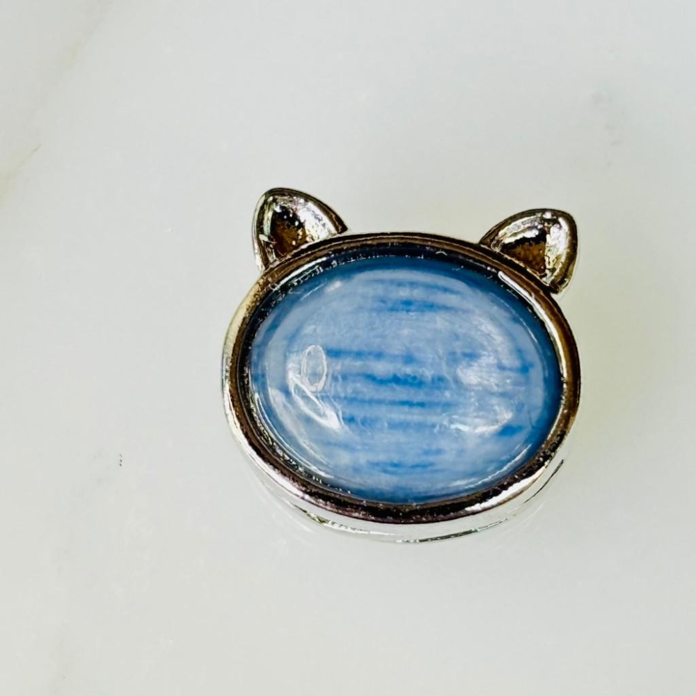 8505FE【小確幸飾品】天然水晶貓耳魔盒 DIY 配件 貓耳 藍月光 海藍寶 藍晶石 金運石 紫水晶 粉水晶-細節圖4