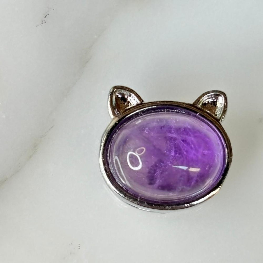 8505FE【小確幸飾品】天然水晶貓耳魔盒 DIY 配件 貓耳 藍月光 海藍寶 藍晶石 金運石 紫水晶 粉水晶-細節圖6