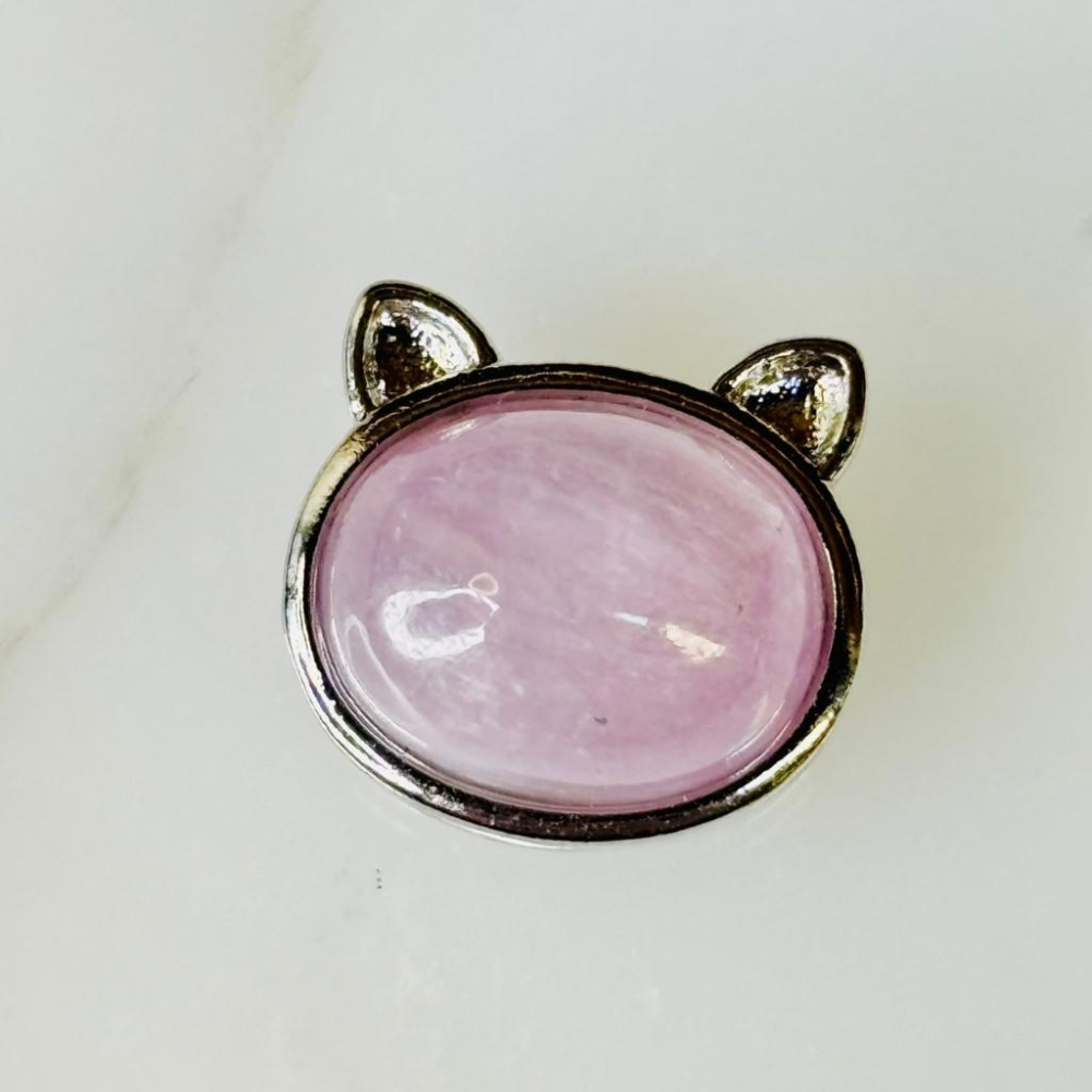 8505FE【小確幸飾品】天然水晶貓耳魔盒 DIY 配件 貓耳 藍月光 海藍寶 藍晶石 金運石 紫水晶 粉水晶-細節圖7