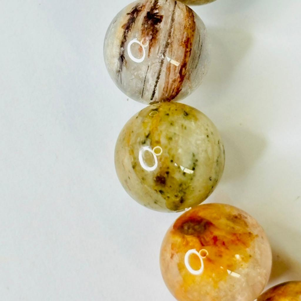 8393MY【小確幸飾品】彩兔毛水晶手串 五行能量 脈輪療癒 天然礦石-細節圖4