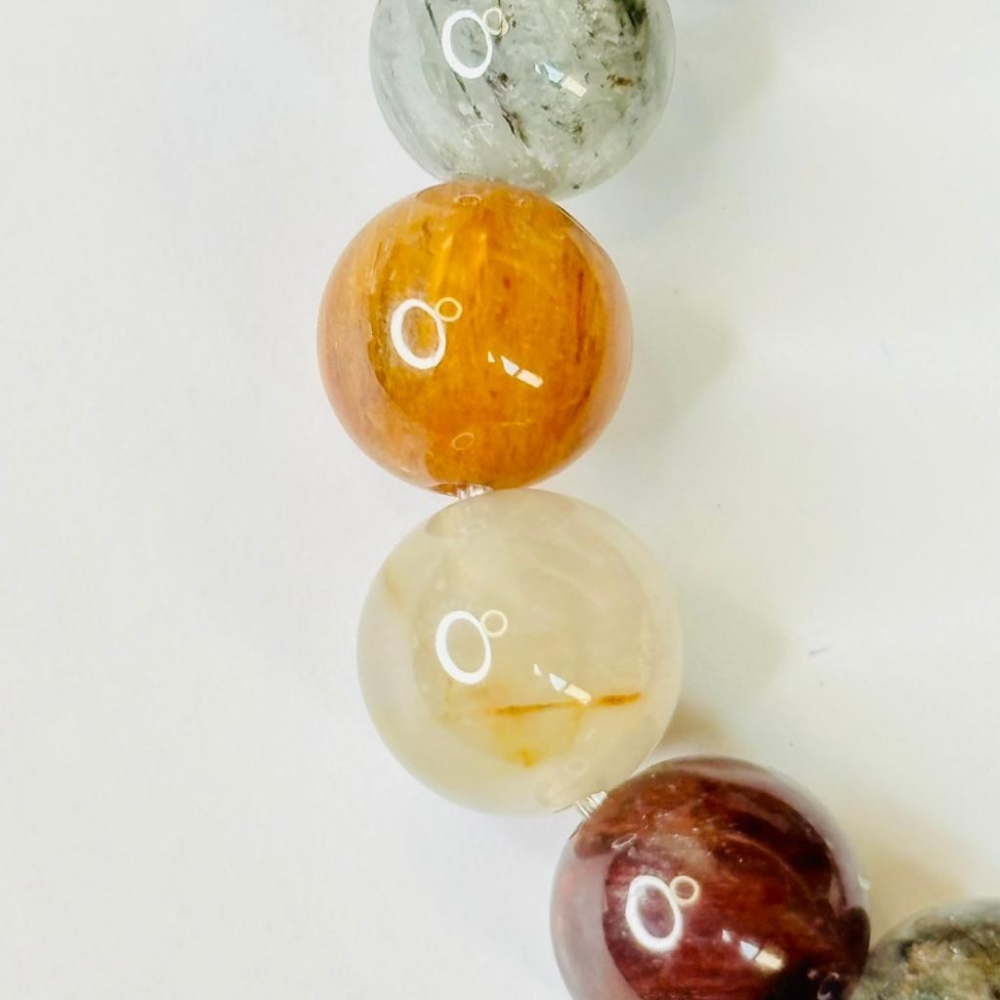 8393MY【小確幸飾品】彩兔毛水晶手串 五行能量 脈輪療癒 天然礦石-細節圖6