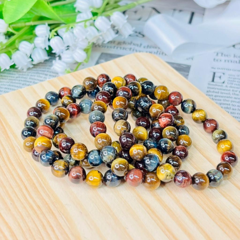 8352MY【小確幸飾品】彩虎眼石手串 五行能量 脈輪療癒 天然礦石-細節圖2