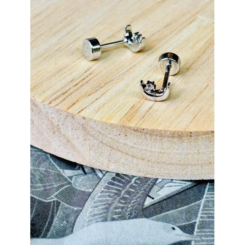 【小確幸飾品】醫療鋼鎖珠造型耳釘 貼耳 輕奢 日韓 百搭 不易過敏 不易褪色 白鋯星月 彩鋯星月 白鋯貝殼-細節圖2