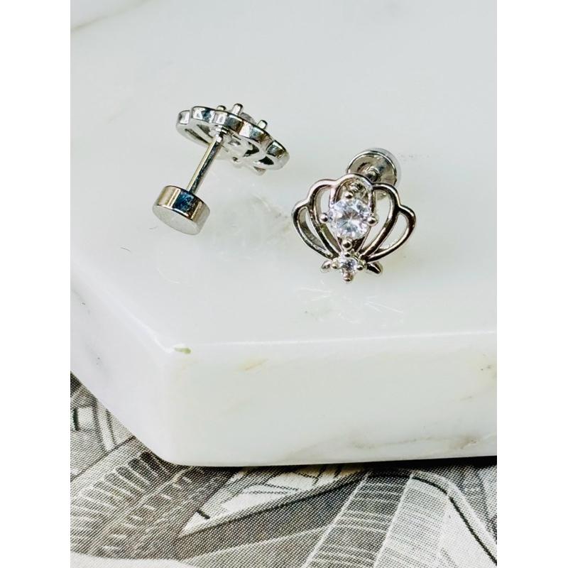 【小確幸飾品】醫療鋼鎖珠造型耳釘 貼耳 輕奢 日韓 百搭 不易過敏 不易褪色 白鋯星月 彩鋯星月 白鋯貝殼-細節圖3