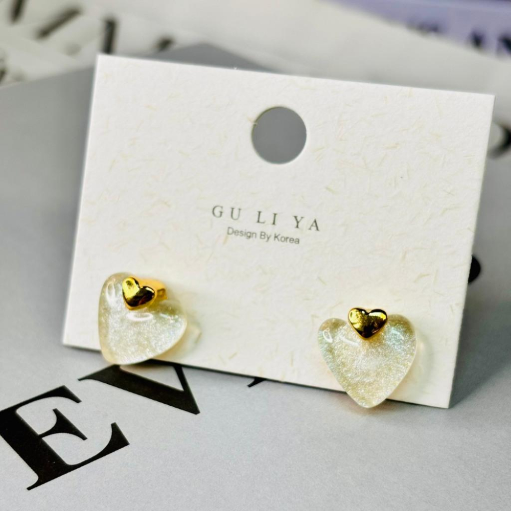 1008AP【小確幸飾品】流行耳飾 耳環 耳扣 愛心 水滴 琺瑯釉-細節圖2