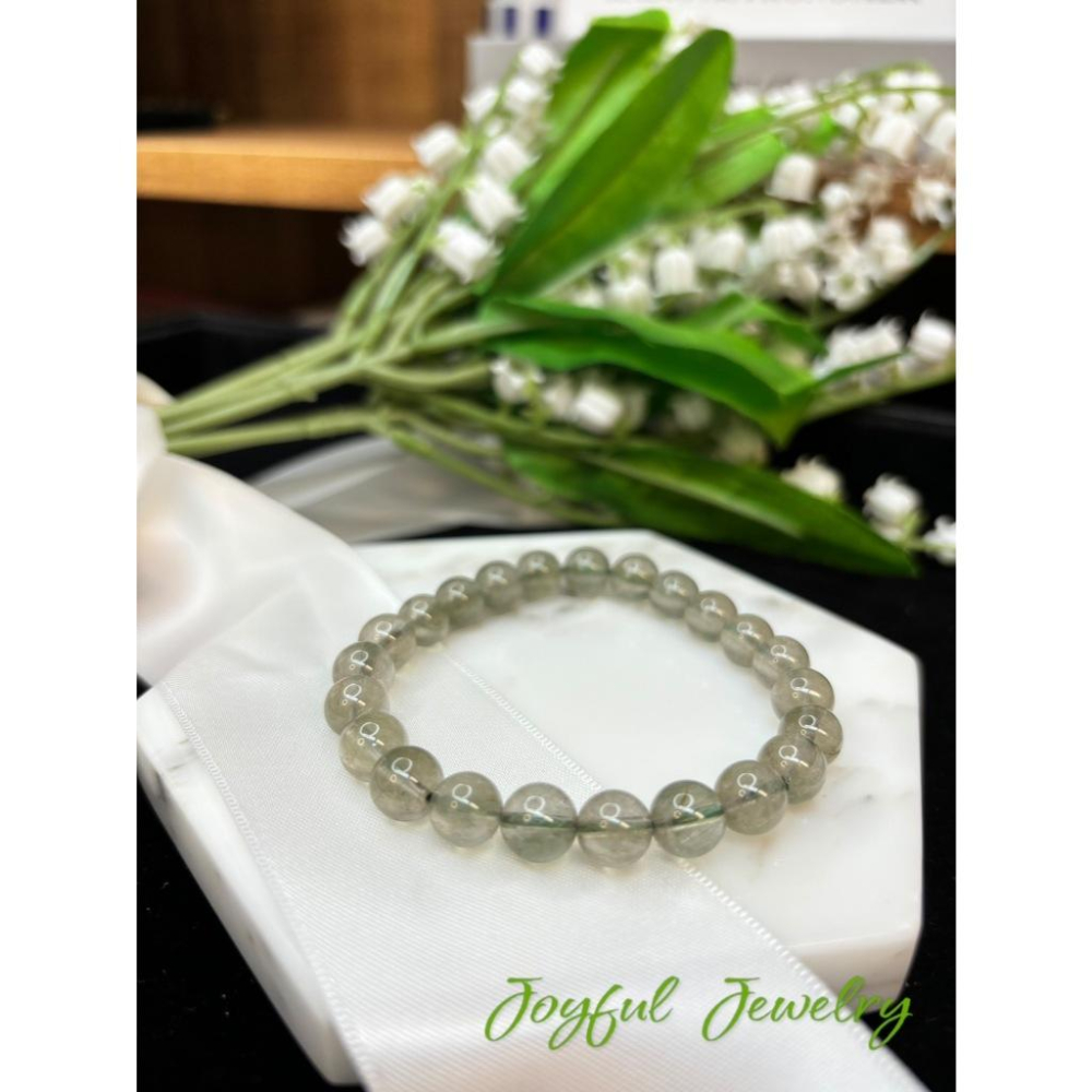 8345AP【小確幸飾品】綠髮晶水晶手串 五行木能量 心輪療癒 天然礦石-細節圖3