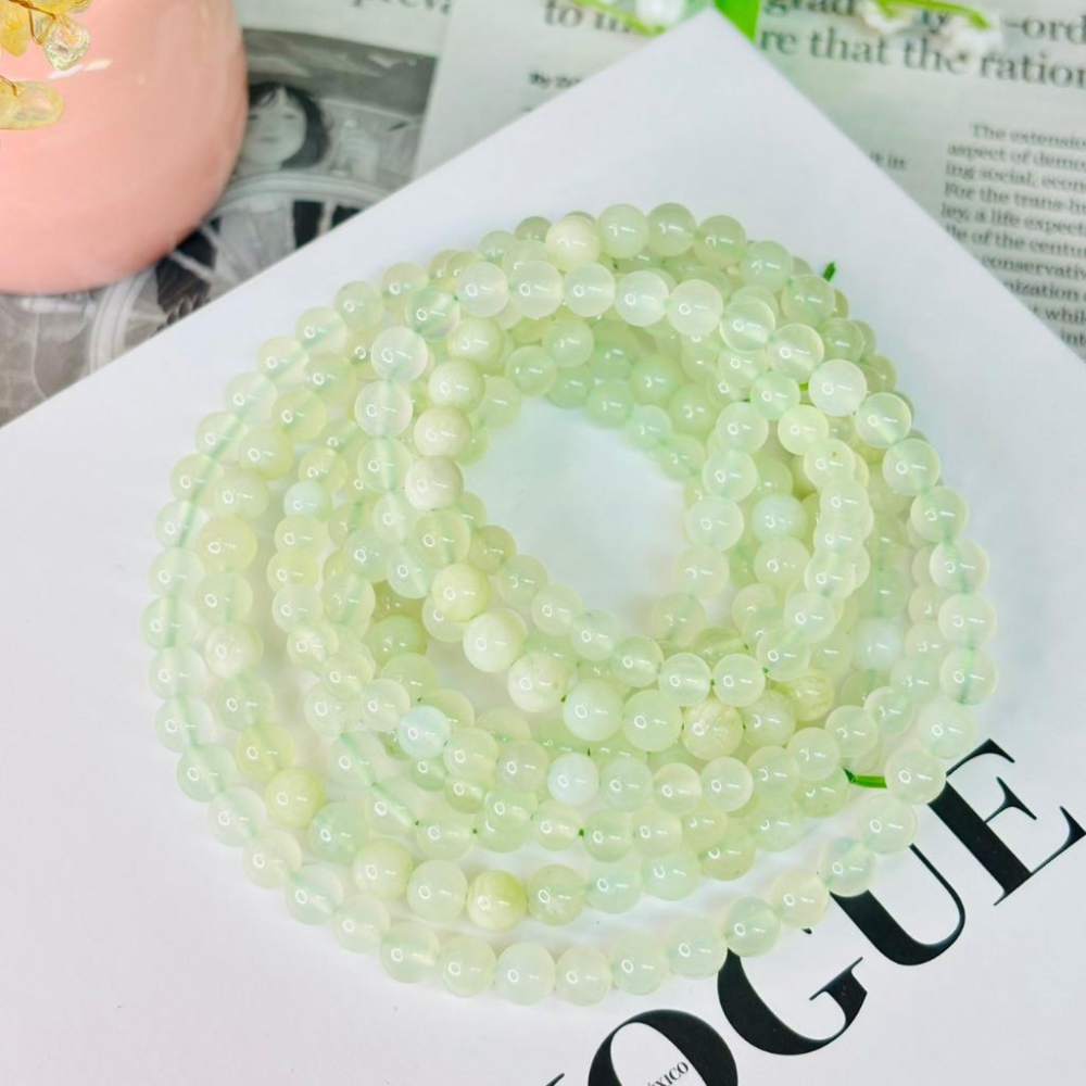 8363MY【小確幸飾品】青提奶蓋岫玉手串 五行木能量 心輪療癒 天然礦石-細節圖2