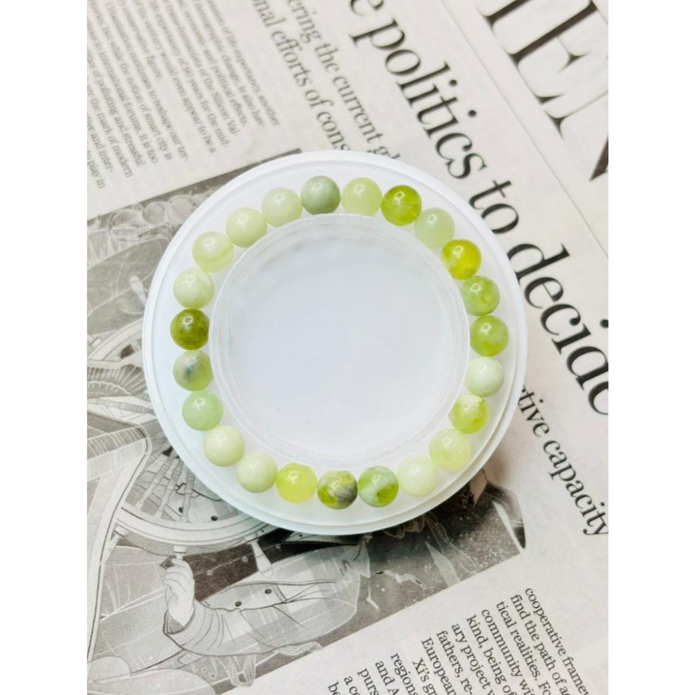 8363MY【小確幸飾品】青提奶蓋岫玉手串 五行木能量 心輪療癒 天然礦石-細節圖3