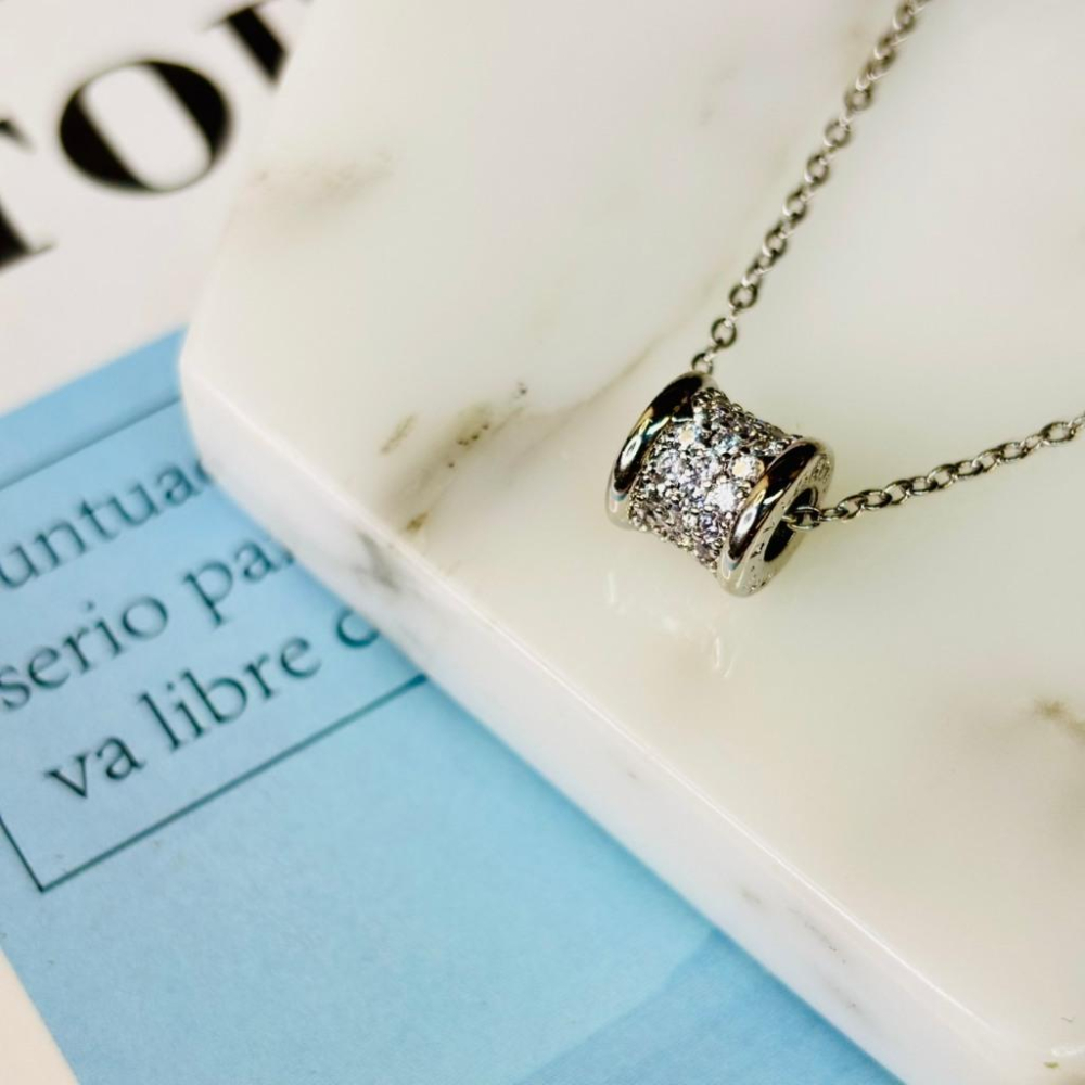 2034MA【小確幸飾品】鈦鋼項鍊 鈦鋼 醫療剛 抗過敏 不褪色 銀色 小蠻腰 白鋯 三層 日韓 流行 輕奢 百搭-細節圖2