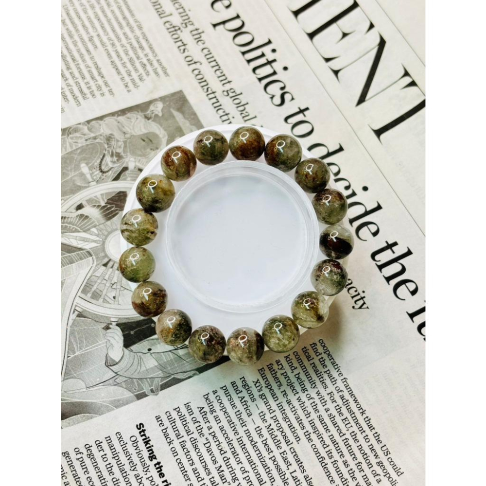 【小確幸飾品】綠幽靈水晶手串 五行木能量 心輪療癒 天然礦石-細節圖3