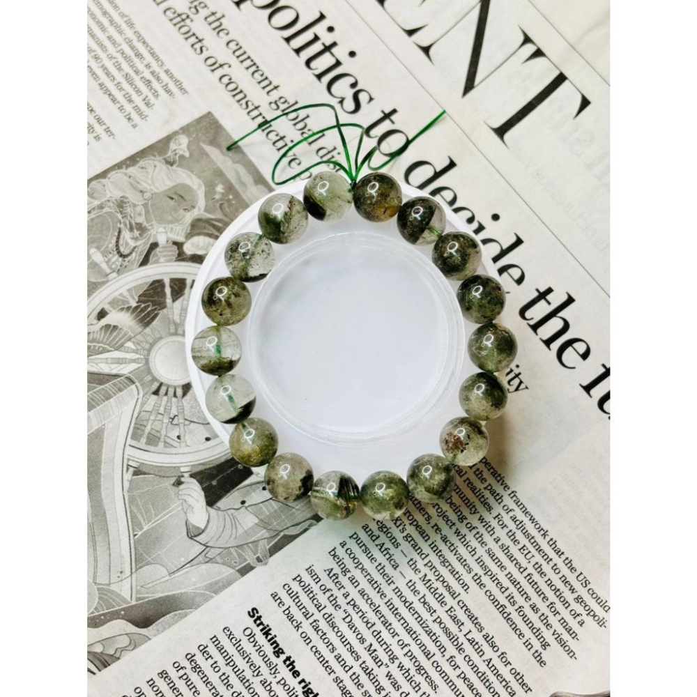 【小確幸飾品】綠幽靈水晶手串 五行木能量 心輪療癒 天然礦石-細節圖4