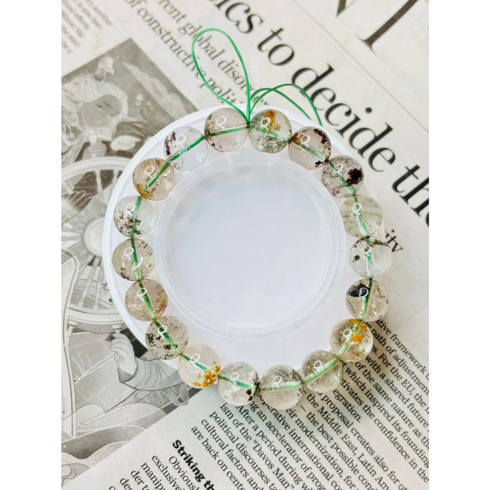 【小確幸飾品】綠幽靈水晶手串 五行木能量 心輪療癒 天然礦石-細節圖6