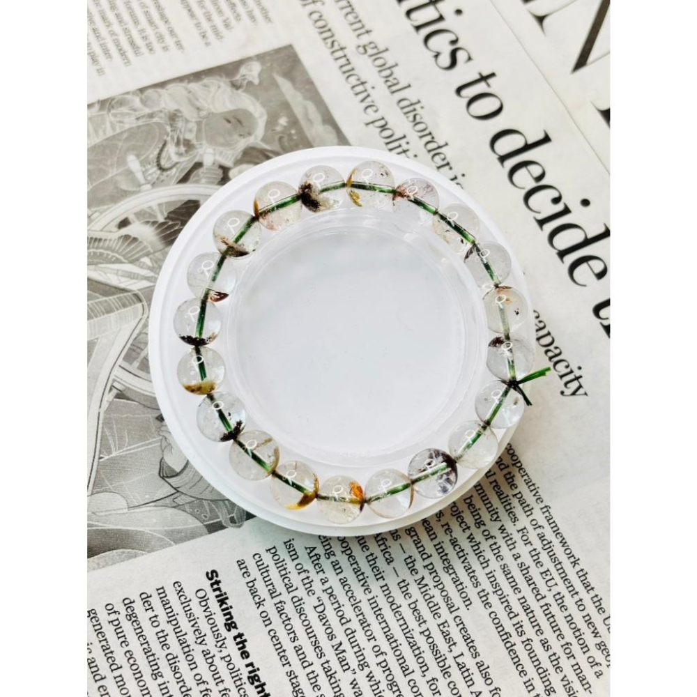 【小確幸飾品】綠幽靈水晶手串 五行木能量 心輪療癒 天然礦石-細節圖7