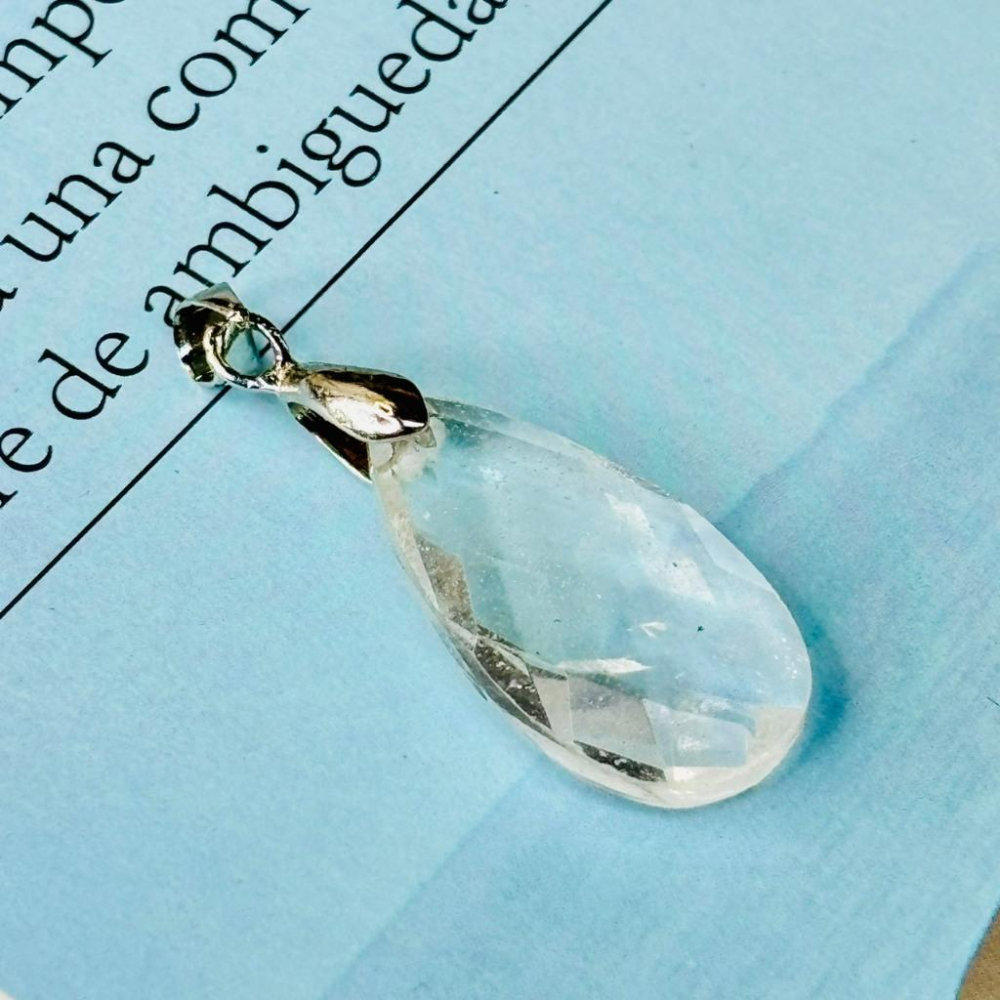 8201JA【小確幸飾品】天然水晶吊墜 水滴 無事牌 白水晶 黑曜石 粉水晶 紫水晶-細節圖2