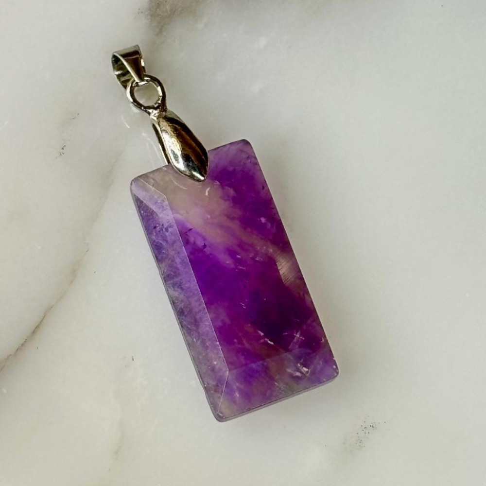 8201JA【小確幸飾品】天然水晶吊墜 水滴 無事牌 白水晶 黑曜石 粉水晶 紫水晶-細節圖7