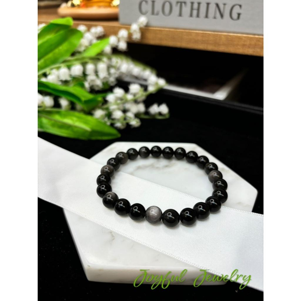 8325MY【小確幸飾品】黑曜石手串 五行水能量 海底輪療癒 天然礦石-細節圖6