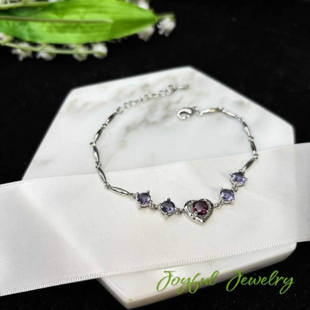 【小確幸飾品】莫桑鑽S925銀手鍊 抽拉鍊 無限 玫瑰金 莫比烏斯 雙圈 愛心 菱形 紫鑽 粉鑽 彩鑽-細節圖6