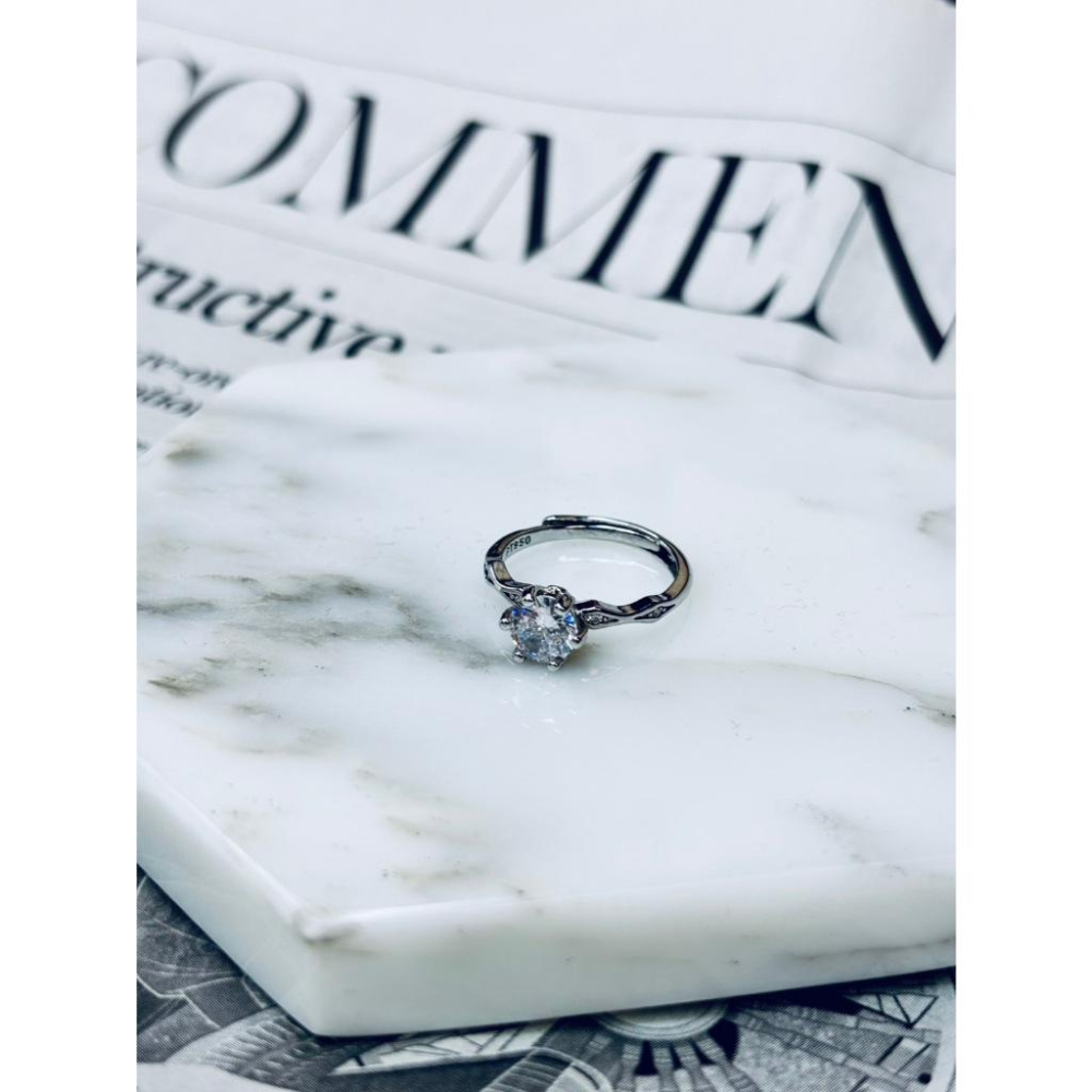 【小確幸飾品】莫桑白鑽S925銀戒指 活口戒指 日韓流行 輕奢 華麗-細節圖2