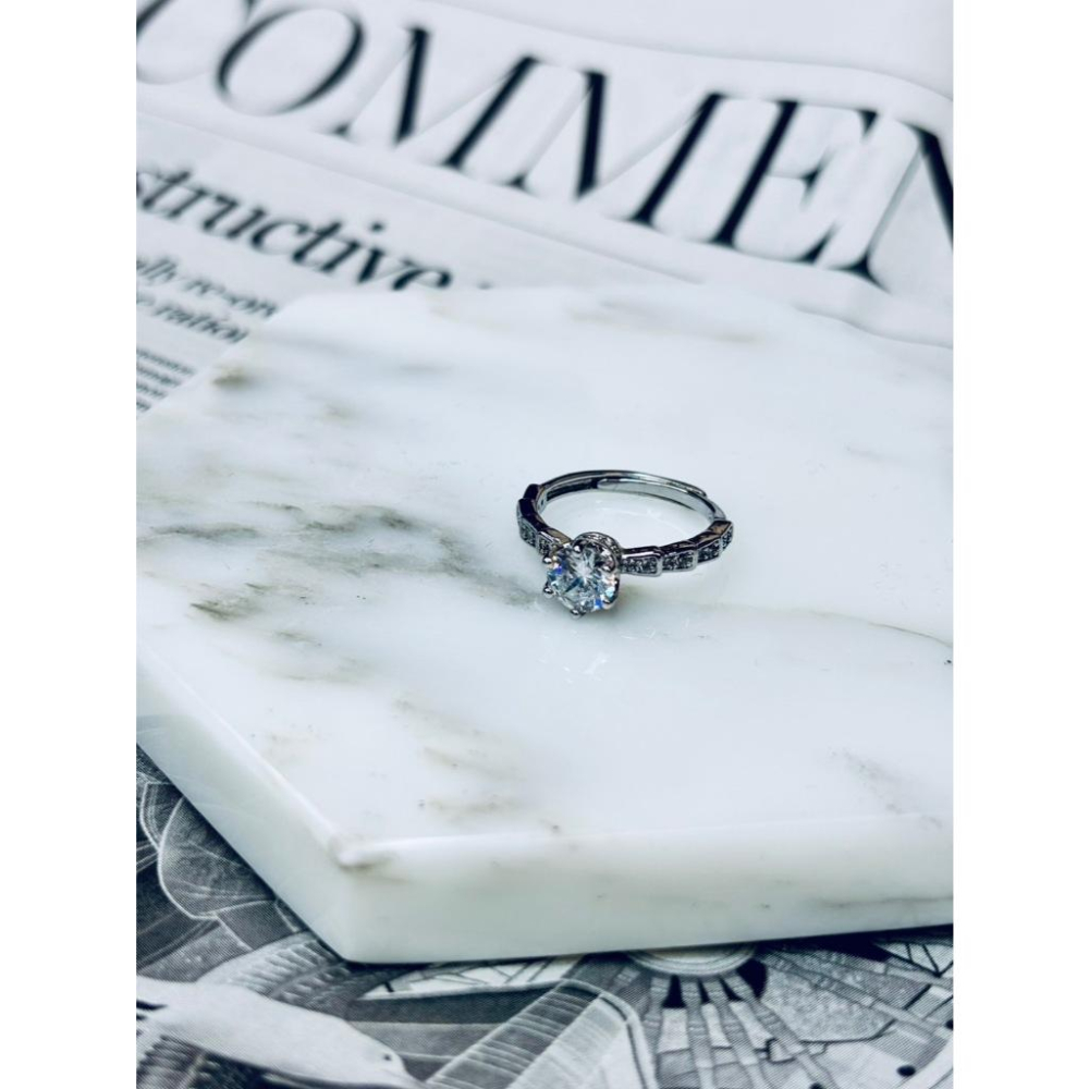 【小確幸飾品】莫桑白鑽S925銀戒指 活口戒指 日韓流行 輕奢 華麗-細節圖3