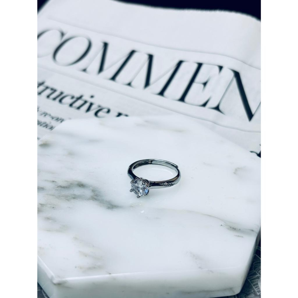 【小確幸飾品】莫桑白鑽S925銀戒指 活口戒指 日韓流行 輕奢 華麗-細節圖4