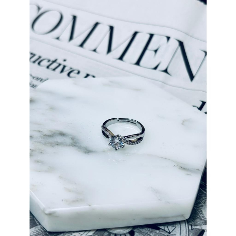 【小確幸飾品】莫桑白鑽S925銀戒指 活口戒指 日韓流行 輕奢 華麗-細節圖5