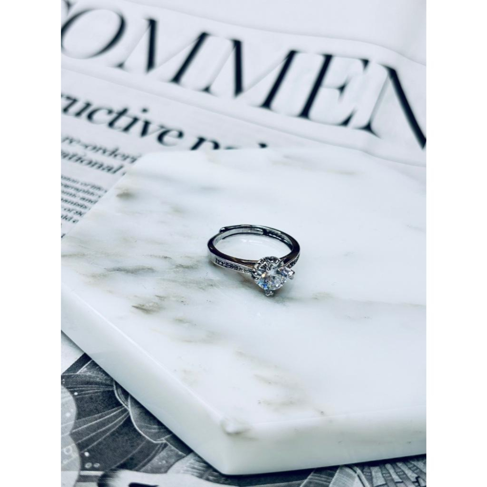 【小確幸飾品】莫桑白鑽S925銀戒指 活口戒指 日韓流行 輕奢 華麗-細節圖6